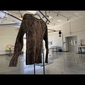 Sweater, holds form, stretches. Grunge punk style, Copper coloured